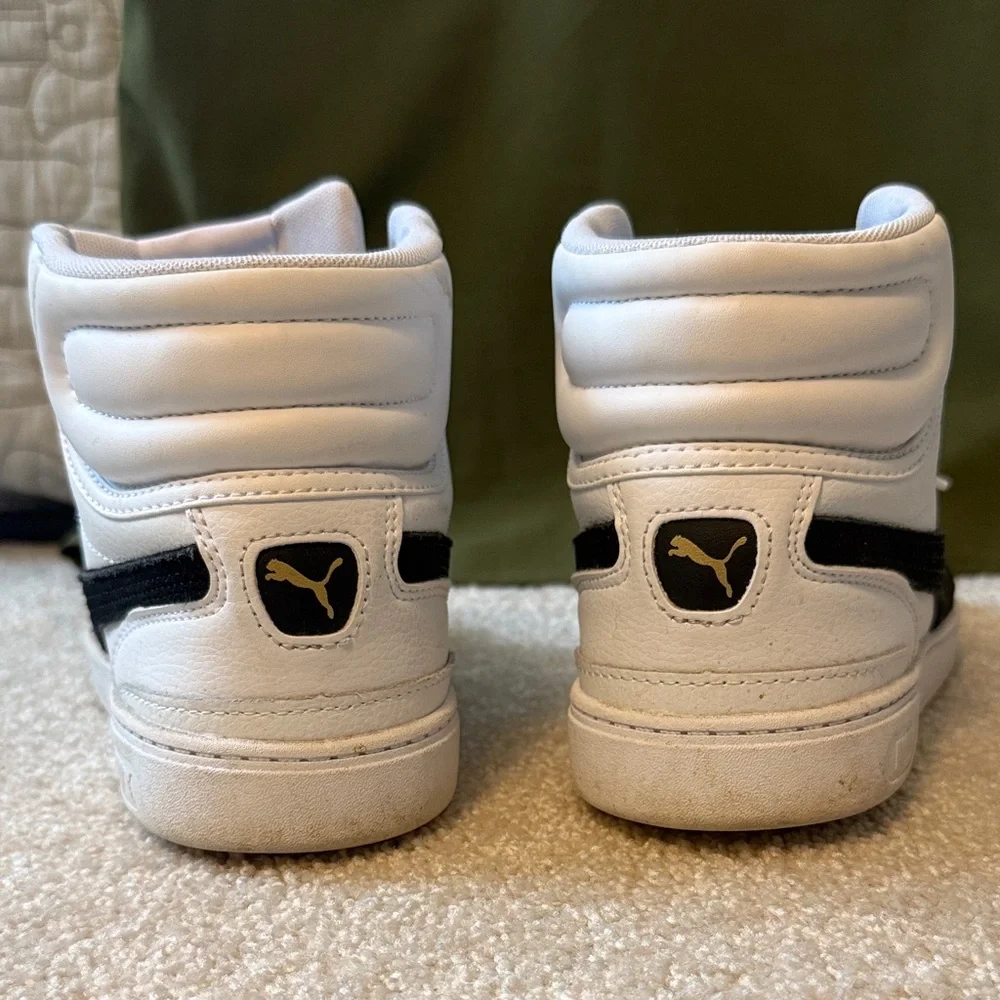 Puma White and Black High-top Sneakers - Picture 3 of 4